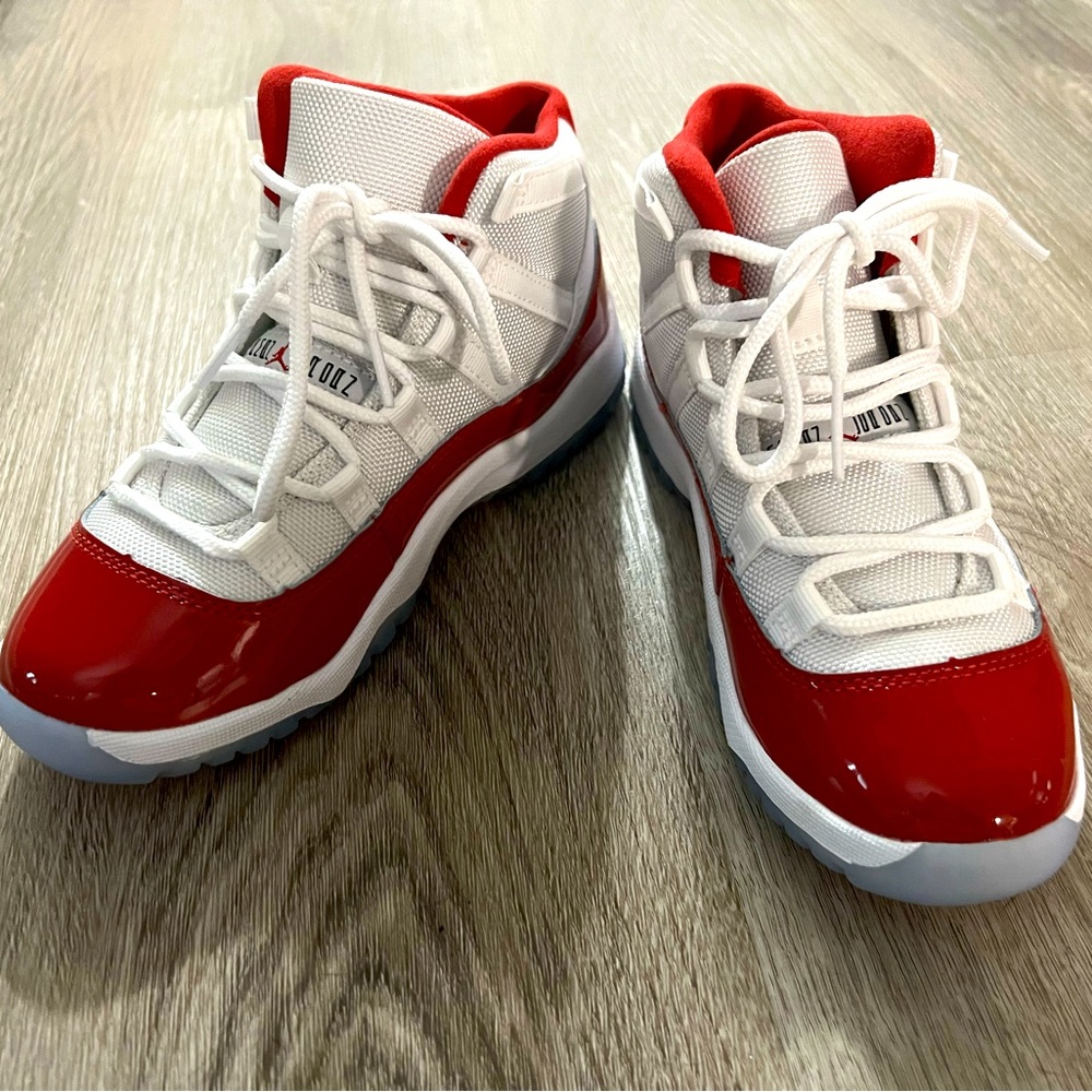 Boys 2y cherry red jordans with ice blue bottoms. Comes with box.